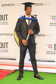 Lebogang Graduating from Durban University of Technology.